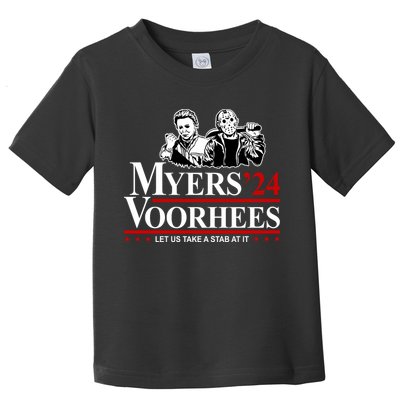 Myers Voorhees 24 Let Us Take A Stab At It Funny Scary Toddler T-Shirt