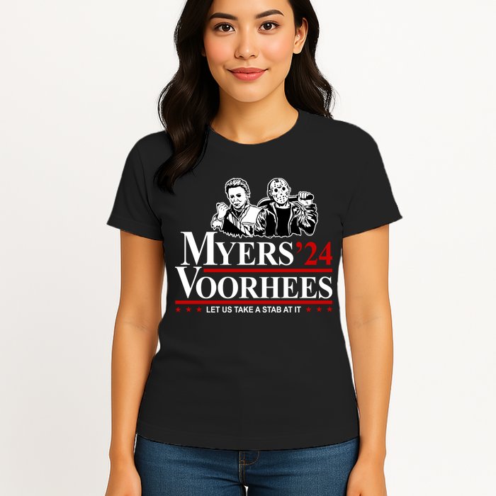 Myers Voorhees 24 Let Us Take A Stab At It Funny Scary Womens T-Shirt