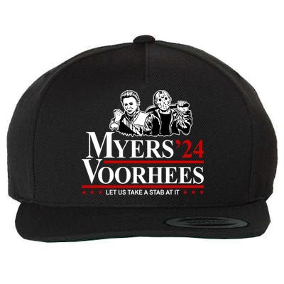 Myers Voorhees 24 Let Us Take A Stab At It Funny Scary Wool Snapback Cap
