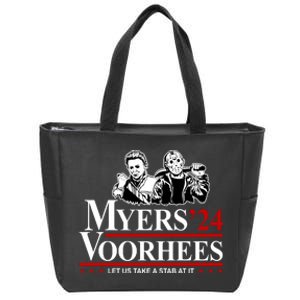 Myers Voorhees 24 Let Us Take A Stab At It Funny Scary Zip Tote Bag