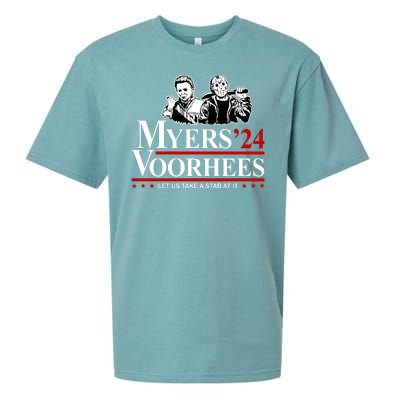 Myers Voorhees 24 Let Us Take A Stab At It Funny Scary Sueded Cloud Jersey T-Shirt