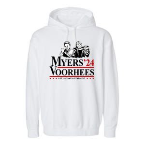 Myers Voorhees 24 Let Us Take A Stab At It Funny Scary Garment-Dyed Fleece Hoodie