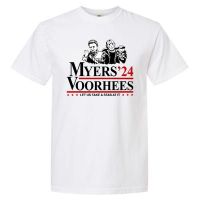 Myers Voorhees 24 Let Us Take A Stab At It Funny Scary Garment-Dyed Heavyweight T-Shirt