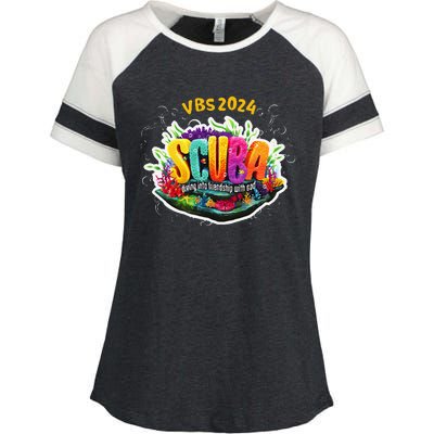 Matching Vbs 2024 Scuba Diving Into Friendship With God Enza Ladies Jersey Colorblock Tee