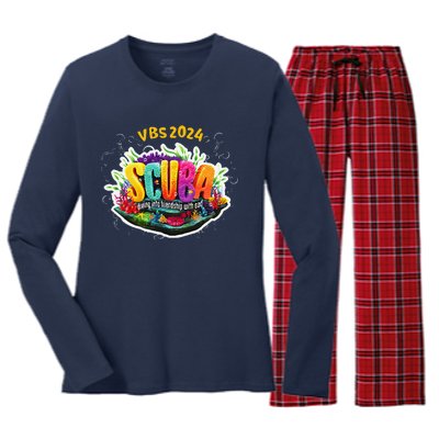 Matching Vbs 2024 Scuba Diving Into Friendship With God Women's Long Sleeve Flannel Pajama Set 