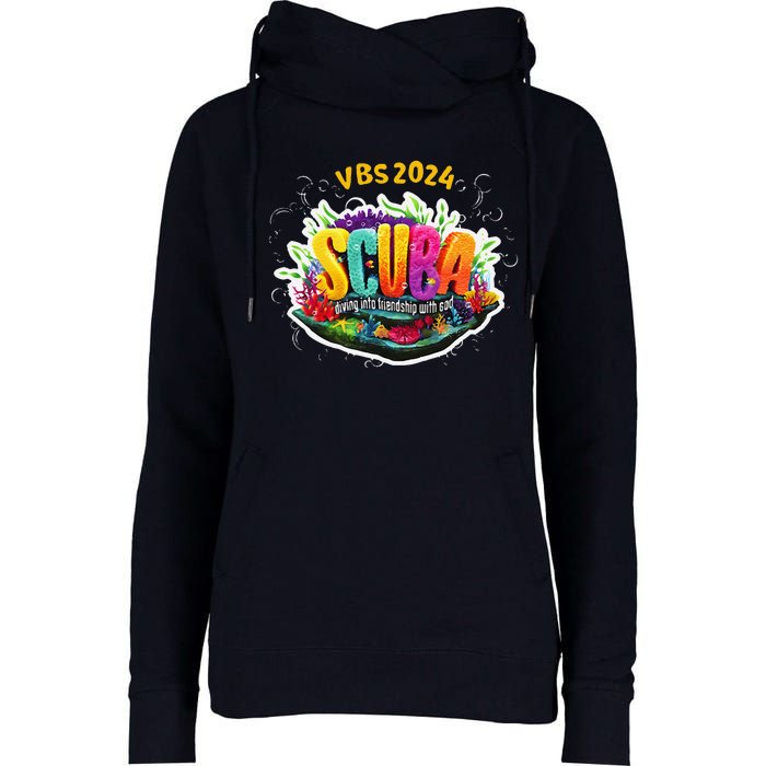 Matching Vbs 2024 Scuba Diving Into Friendship With God Womens Funnel Neck Pullover Hood