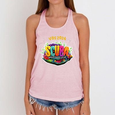 Matching Vbs 2024 Scuba Diving Into Friendship With God Women's Knotted Racerback Tank