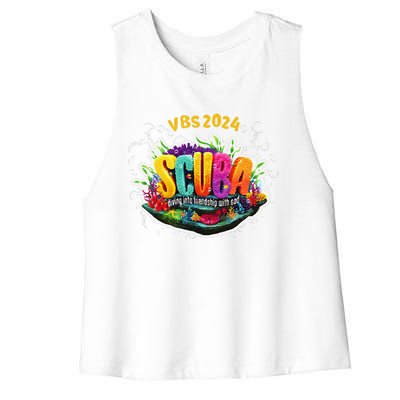 Matching Vbs 2024 Scuba Diving Into Friendship With God Women's Racerback Cropped Tank