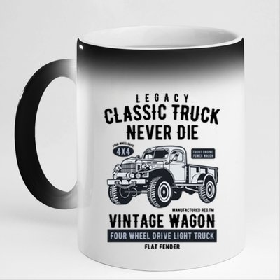 Military Vintage 4x4 Legacy Wagon Truck Gift 11oz Black Color Changing Mug