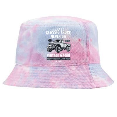 Military Vintage 4x4 Legacy Wagon Truck Gift Tie-Dyed Bucket Hat