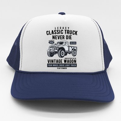 Military Vintage 4x4 Legacy Wagon Truck Gift Trucker Hat