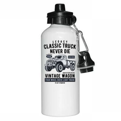 Military Vintage 4x4 Legacy Wagon Truck Gift Aluminum Water Bottle 