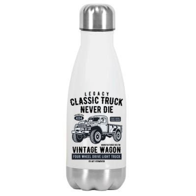 Military Vintage 4x4 Legacy Wagon Truck Gift Stainless Steel Insulated Water Bottle