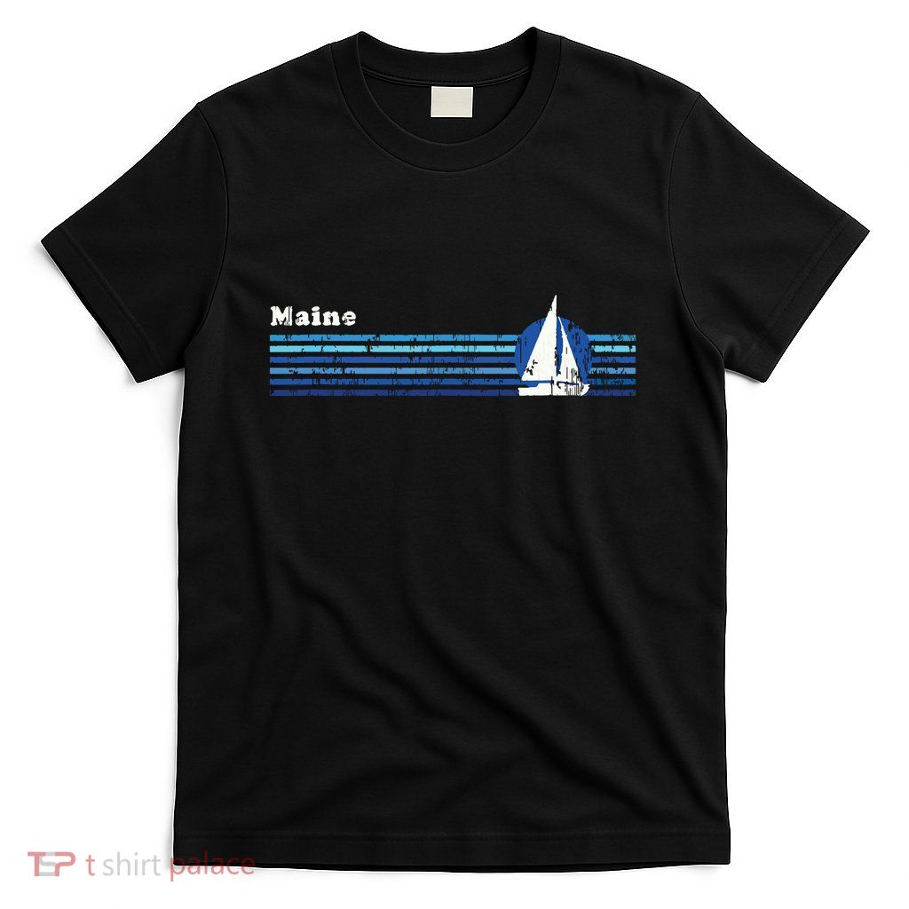 Maine Vintage 80s Sailboat Sunset T-Shirt