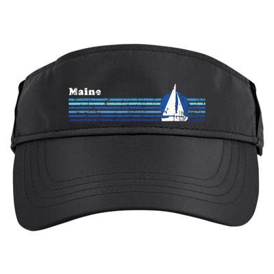 Maine Vintage 80s Sailboat Sunset Adult Drive Performance Visor