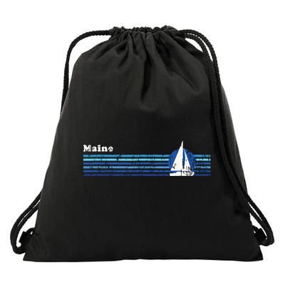 Maine Vintage 80s Sailboat Sunset Drawstring Bag