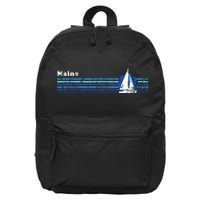 Maine Vintage 80s Sailboat Sunset 16 in Basic Backpack