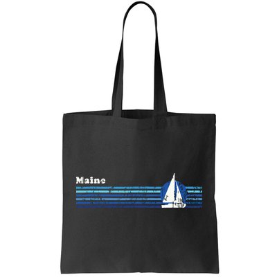 Maine Vintage 80s Sailboat Sunset Tote Bag