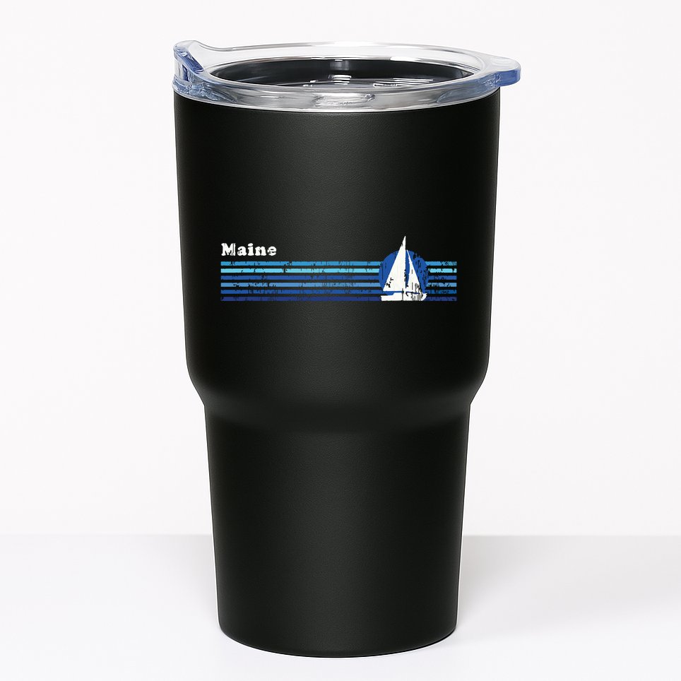 Maine Vintage 80s Sailboat Sunset Tumbler