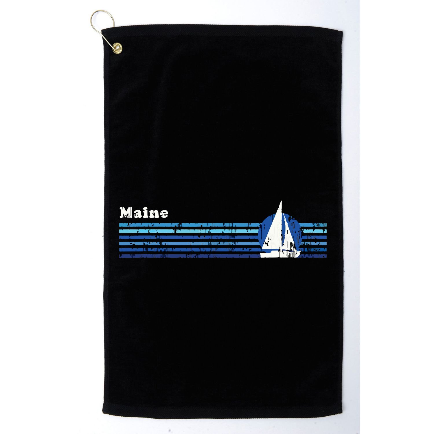 Maine Vintage 80s Sailboat Sunset Golf Towel