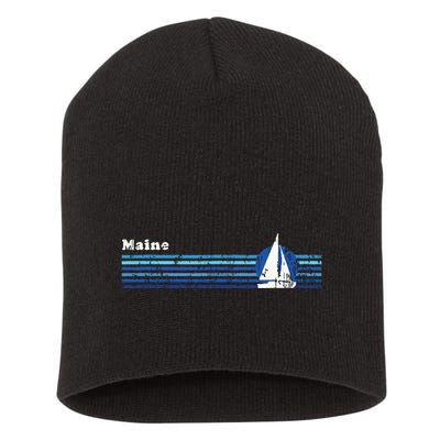 Maine Vintage 80s Sailboat Sunset Short Acrylic Beanie