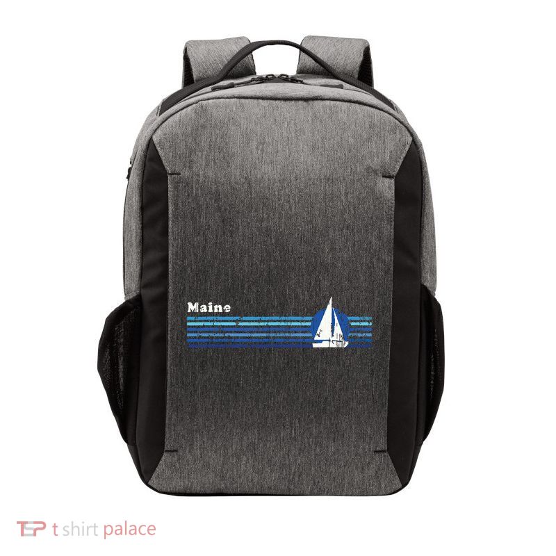 Maine Vintage 80s Sailboat Sunset Vector Backpack