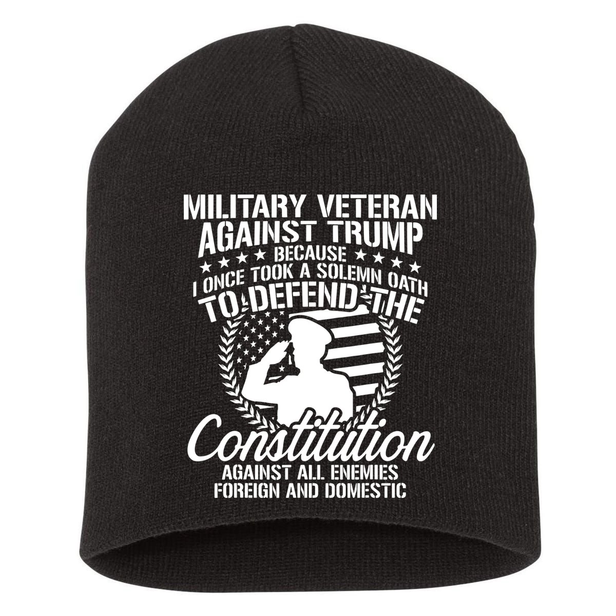 Military Veterans Against Trump 2020 Usa Election Short Acrylic Beanie