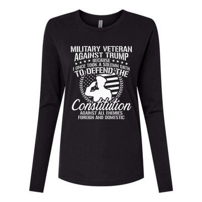 Military Veterans Against Trump 2020 USA Election Womens Cotton Relaxed Long Sleeve T-Shirt