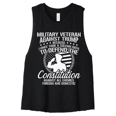 Military Veterans Against Trump 2020 USA Election Women's Racerback Cropped Tank