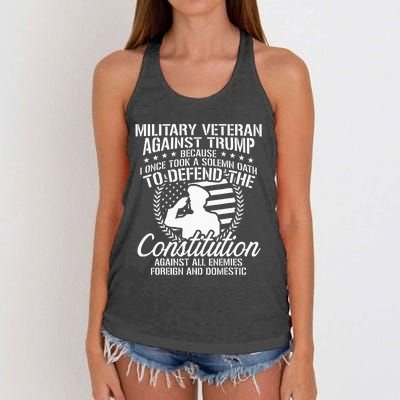 Military Veterans Against Trump 2020 USA Election Women's Knotted Racerback Tank