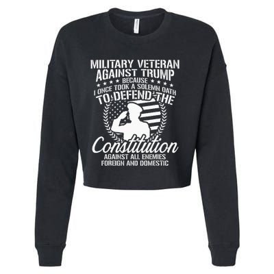 Military Veterans Against Trump 2020 USA Election Cropped Pullover Crew