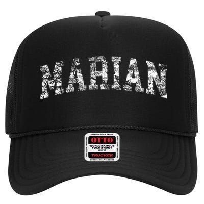 Marian Vintage Arch Logo University Sports Style High Crown Mesh Back Trucker Hat