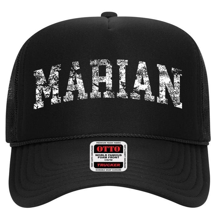 Marian Vintage Arch Logo University Sports Style High Crown Mesh Back Trucker Hat