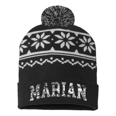 Marian Vintage Arch Logo University Sports Style USA-Made Snowflake Beanie