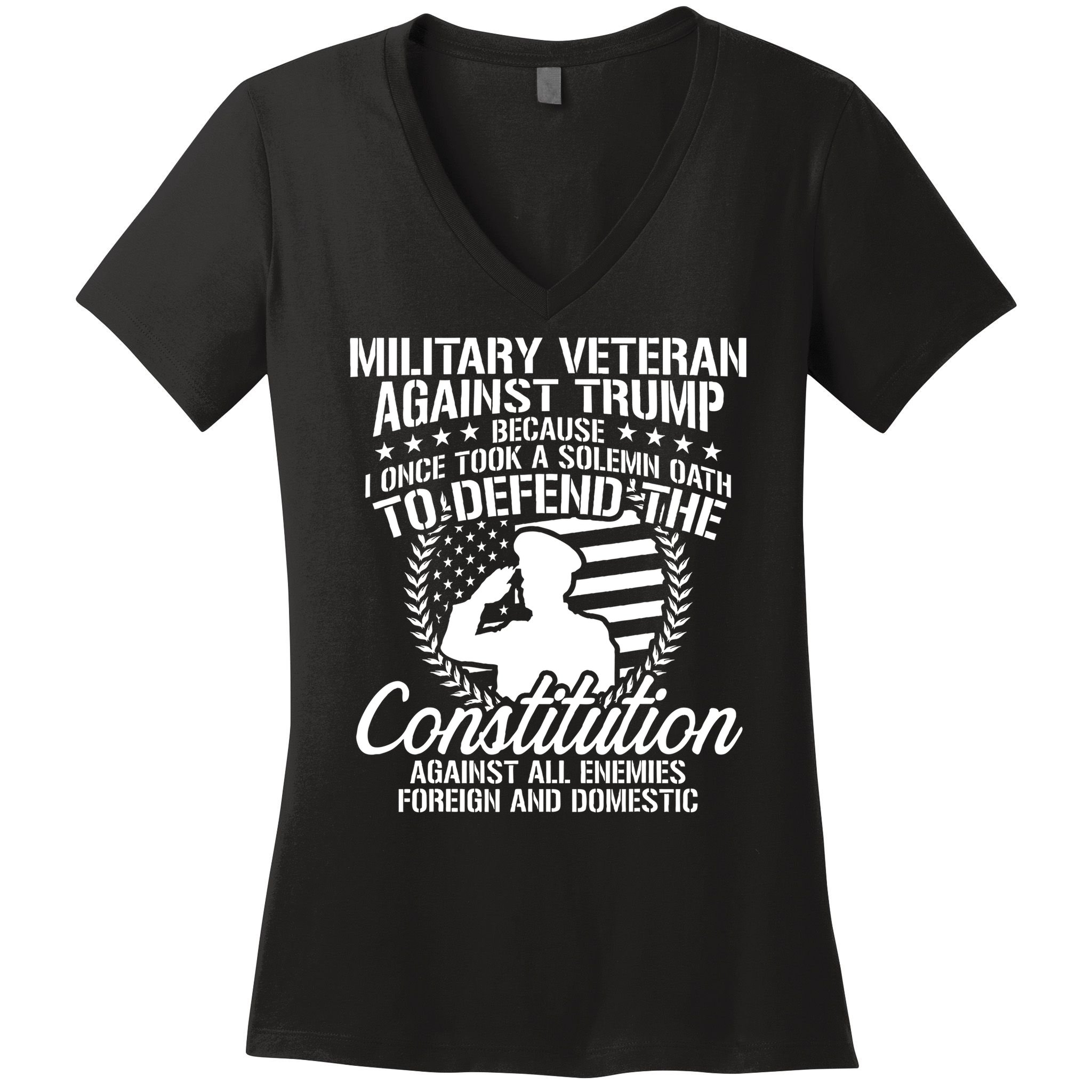 Military Veterans Against Trump Constitution Women's V-Neck T-Shirt