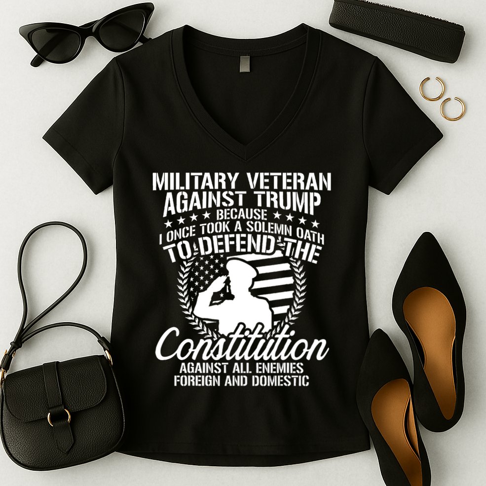 Military Veterans Against Trump Constitution Women's V-Neck T-Shirt