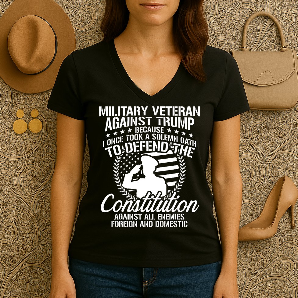 Military Veterans Against Trump Constitution Women's V-Neck T-Shirt