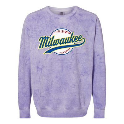 Milwaukee Vintage Baseball Throwback Colorblast Crewneck Sweatshirt