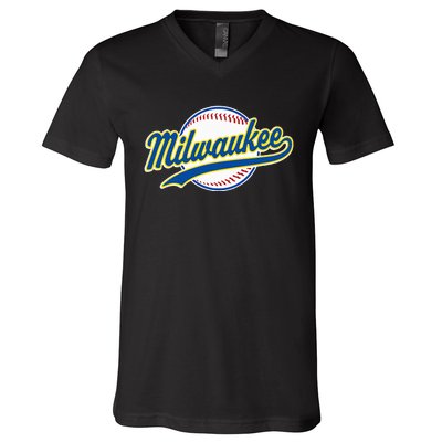 Milwaukee Vintage Baseball Throwback V-Neck T-Shirt