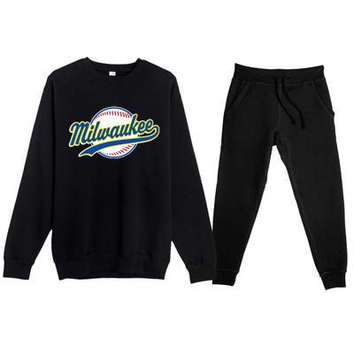 Milwaukee Vintage Baseball Throwback Premium Crewneck Sweatsuit Set