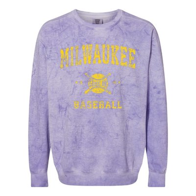 Milwaukee Vintage Baseball Throwback Retro Design Colorblast Crewneck Sweatshirt