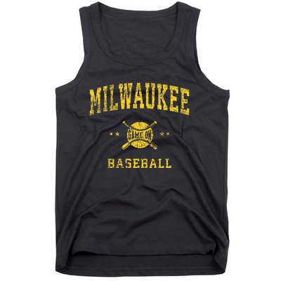 Milwaukee Vintage Baseball Throwback Retro Design Tank Top