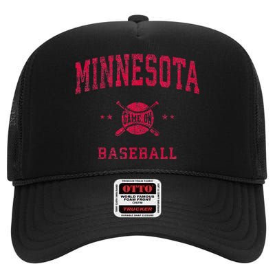 Minnesota Vintage Baseball Throwback High Crown Mesh Back Trucker Hat