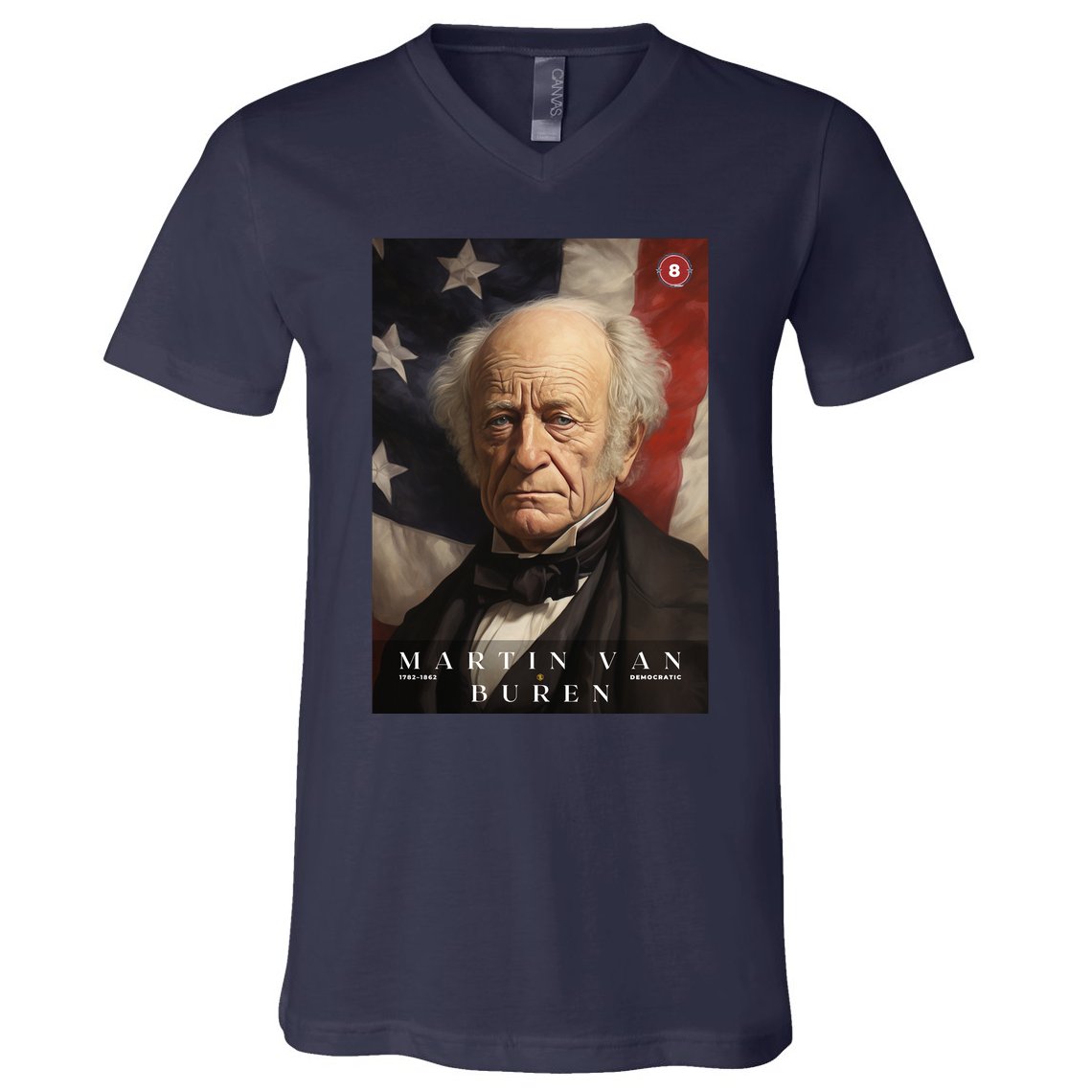 Martin Van Buren 8th President Of The United States Portrait V-Neck T-Shirt