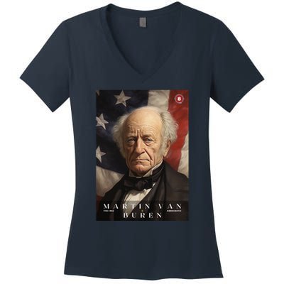 Martin Van Buren 8th President Of The United States Portrait Women's V-Neck T-Shirt