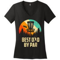 Men Vintage Best Dad By Par Disc Golf Dad Fathers Day Women's V-Neck T-Shirt