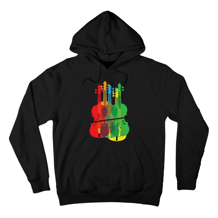 Multicolored Violins Birthday Gift For Musicians Hoodie