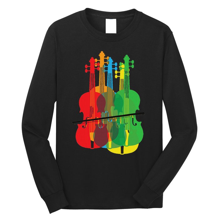 Multicolored Violins Birthday Gift For Musicians Long Sleeve Shirt