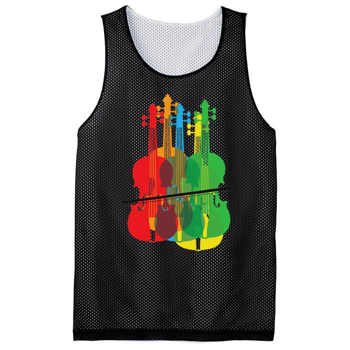 Multicolored Violins Birthday Gift For Musicians Mesh Reversible Basketball Jersey Tank