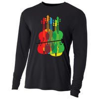 Multicolored Violins Birthday Gift For Musicians Cooling Performance Long Sleeve Crew